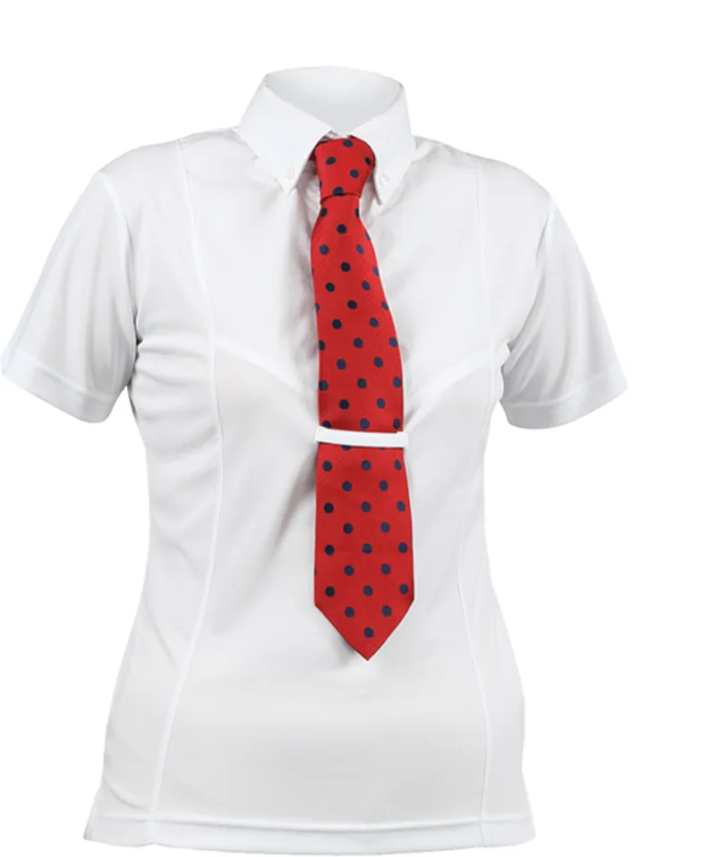 Shires Ladies Air Dri Short Sleeve Tie Shirt - White